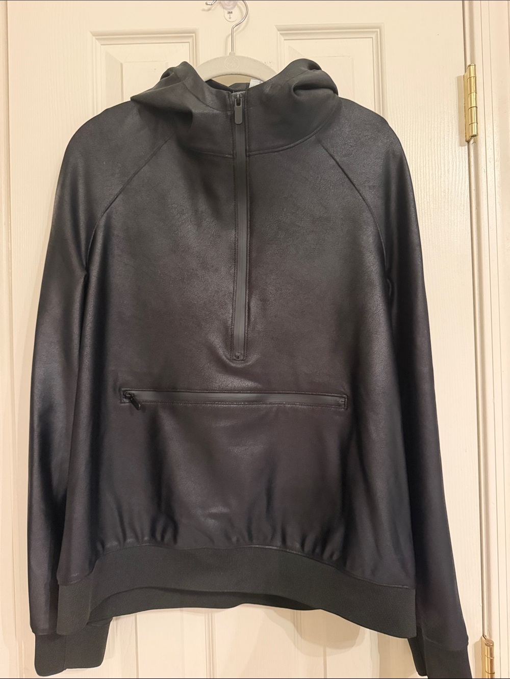 Men's Black Hooded Half-Zip Windbreaker Pullover
